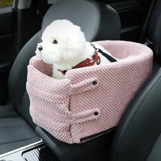 Asiento de coche portátil de lujo para mascotas: cama de viaje de seguridad lavable para perros y gatos pequeños