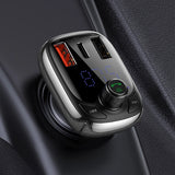 Transmisor FM Bluetooth 5.0 y cargador rápido para automóvil con soporte para múltiples dispositivos