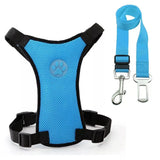 Adjustable Mesh Dog Harness with Safety Seat Belt & Snack Bag