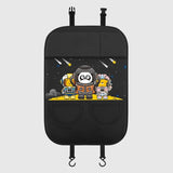 Protector de respaldo para asiento de automóvil con diseño de dibujos animados y bolsillo de almacenamiento