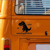 Calcomanía divertida para ventana de coche con diseño de dinosaurio "Soy imparable", pegatina de vinilo para entusiastas de JDM
