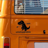 Dinosaurier „I am Unstoppable“ Lustiger Autofensteraufkleber – Vinyl-Aufkleber für JDM-Fans