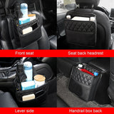 Organizador de cuero impermeable para asiento trasero de coche con bolsillo para teléfono