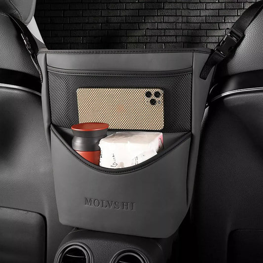 Luxurious Leather Car Seat Organizer with Protective Barrier