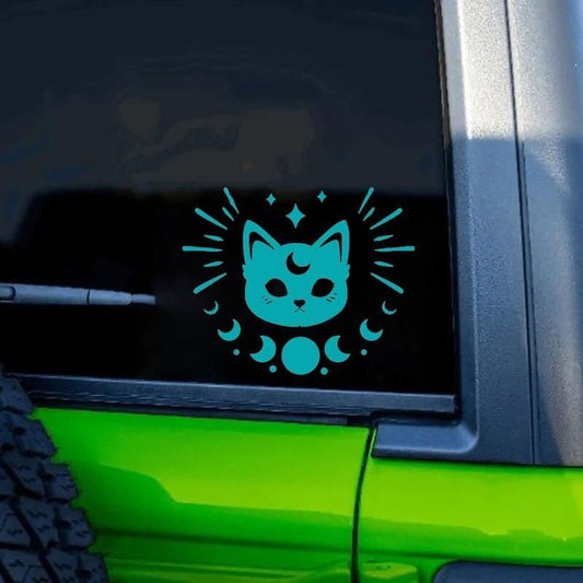 Cute Cat Moon Phase Car Sticker