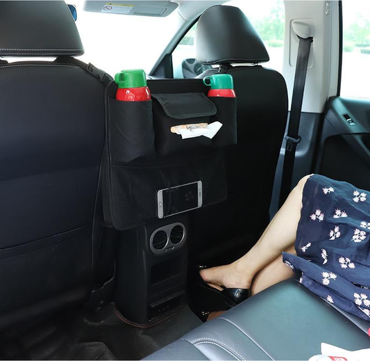 Eleganter schwarzer Auto-Handtaschenhalter – Organizer und Aufbewahrungslösung für die Lücke zwischen Vordersitz und Kofferraum