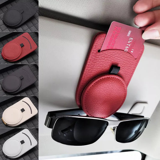 Sonnenbrillenhalter für Sonnenblende im Auto aus Leder