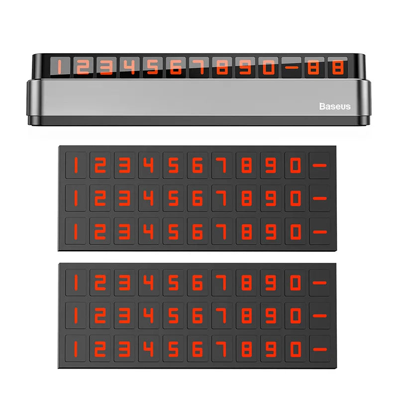 Temporäre Parkplatz-Telefonnummerkarte - leuchtend, versteckt, aus Legierung, wiederverwendbar