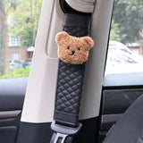 Cojín lindo del cinturón de seguridad del coche del oso para los niños - almohadilla de la correa del hombro de cuero suave