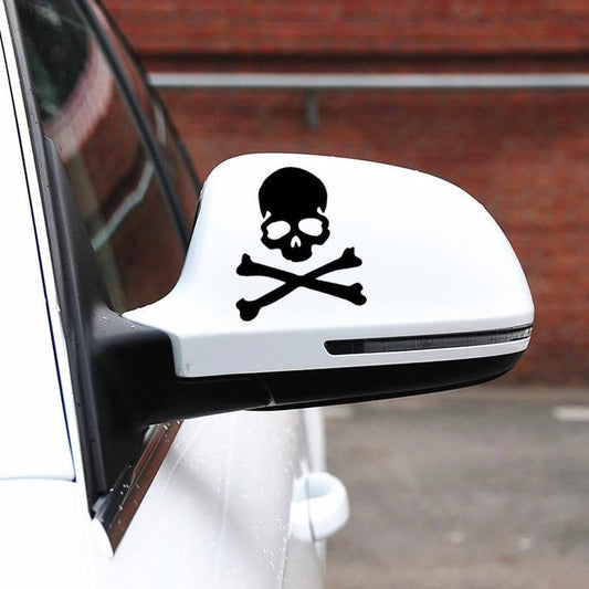 Reflektierende Autoaufkleber mit Totenkopf und gekreuzten Knochen für Tankdeckel und Spiegel