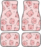 Cute Pink Pig Patterned Waterproof Rubber Car Floor Mats (Set of 4)
