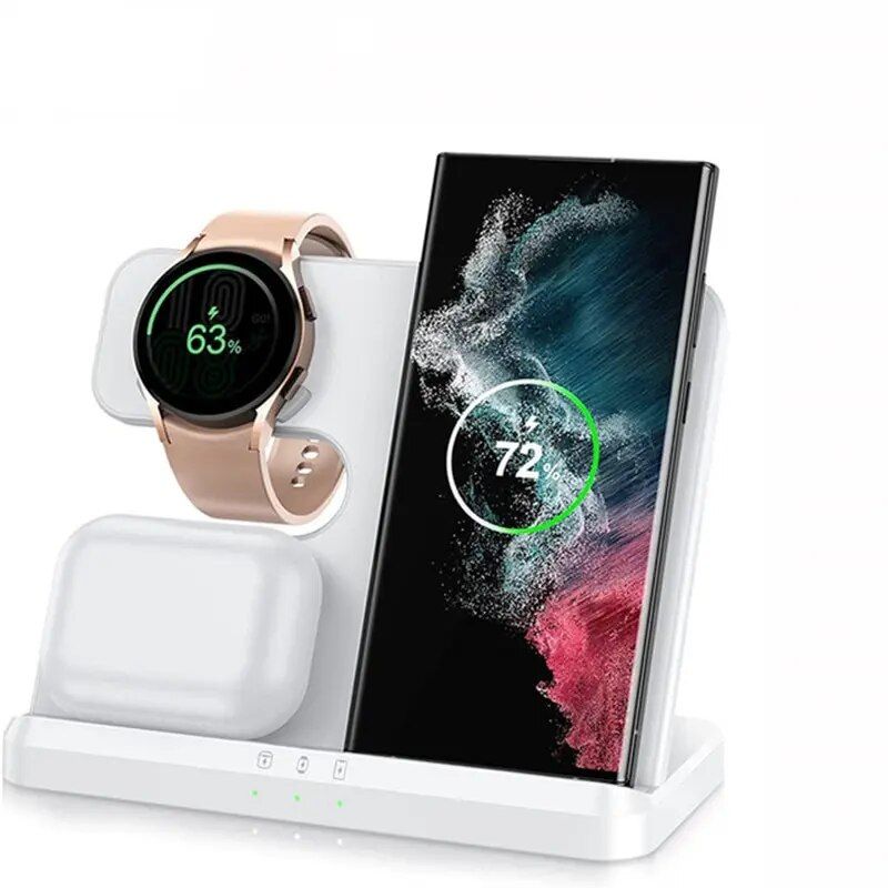 3-in-1-Wireless-Ladeständer für Samsung S22, S21, S20, S10 Ultra; Note-Serie; Galaxy Watch 5, 4; Active Buds 15 W