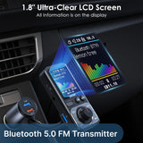 Transmisor FM Bluetooth 5.0 con dos puertos USB y cargador rápido para automóvil QC3.0