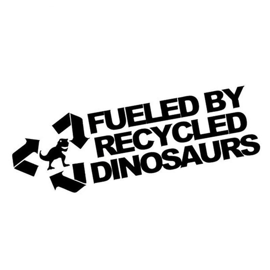 Dinosaurios reciclados - Calcomanía de vinilo para automóviles de inspiración ecológica