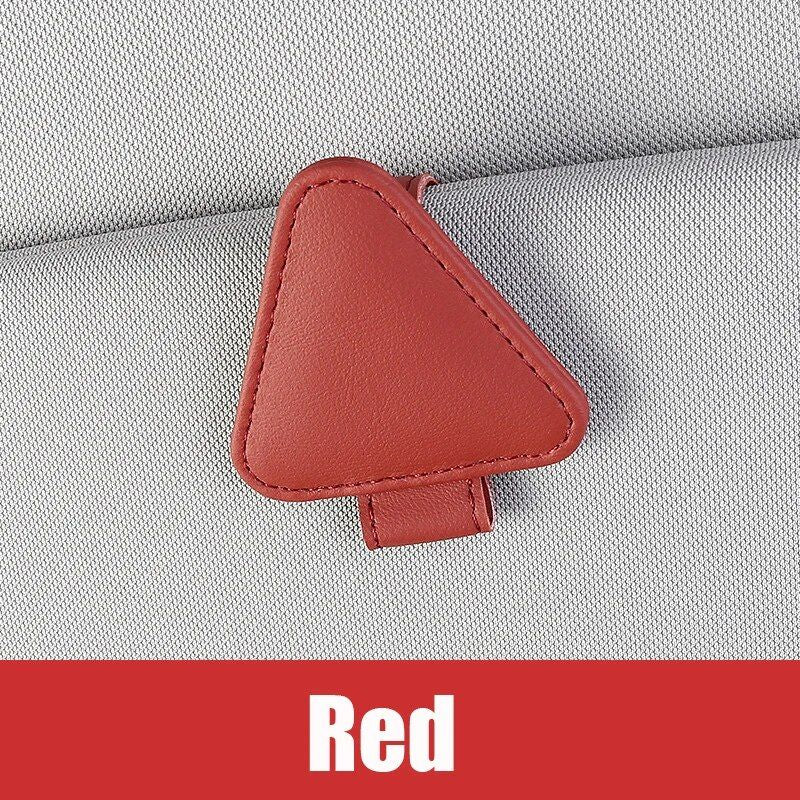 Universal Leather Sun Visor Glasses Holder with Magnetic Clip