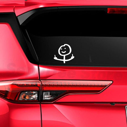 Reflective Cartoon Middle Finger Car Sticker - Personality Vinyl Decal
