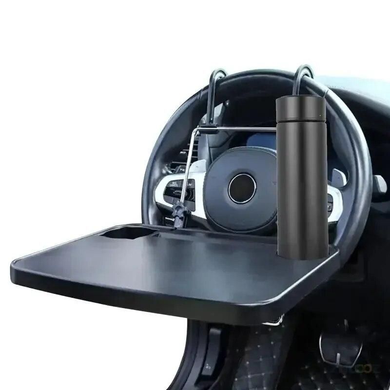 Escritorio plegable para volante de coche con portavasos y bandeja para ordenador portátil
