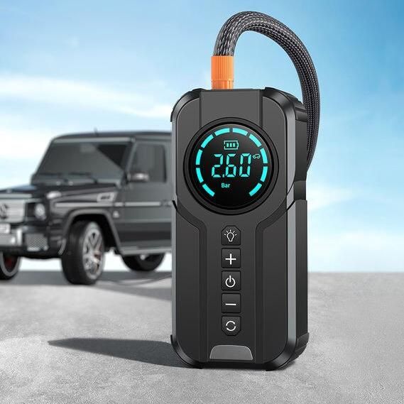 Arrancador de batería portátil multifunción para automóvil con compresor de aire, banco de energía y luz de emergencia