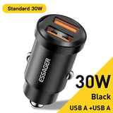 30 W/45 W Dual-USB-Autoladegerät mit Schnellladefunktion für iPhone und Android