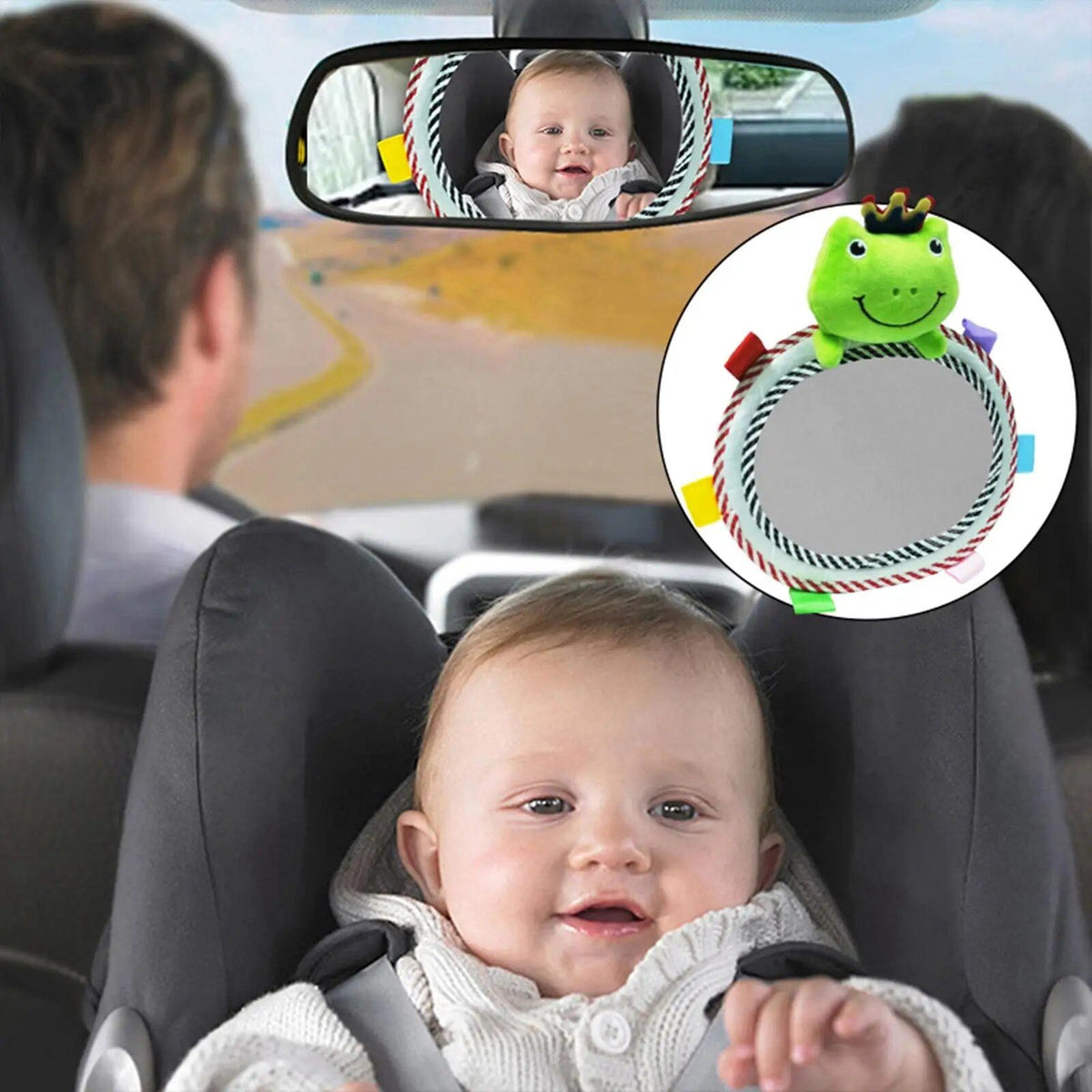Baby-Autospiegel mit Plüschtierspielzeug