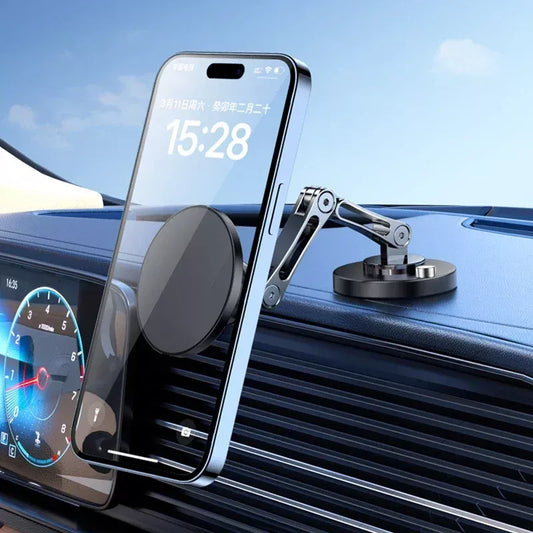 Soporte magnético giratorio de 360° para teléfono de coche para iPhone 12, 13 y 14 con soporte plegable