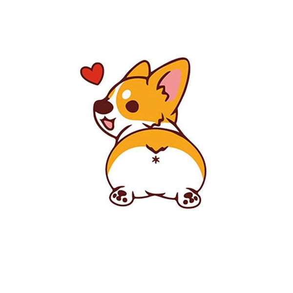 Fröhlicher Corgi-Hund PVC-Autoaufkleber - Kreativer und regenfester Fahrzeugaufkleber
