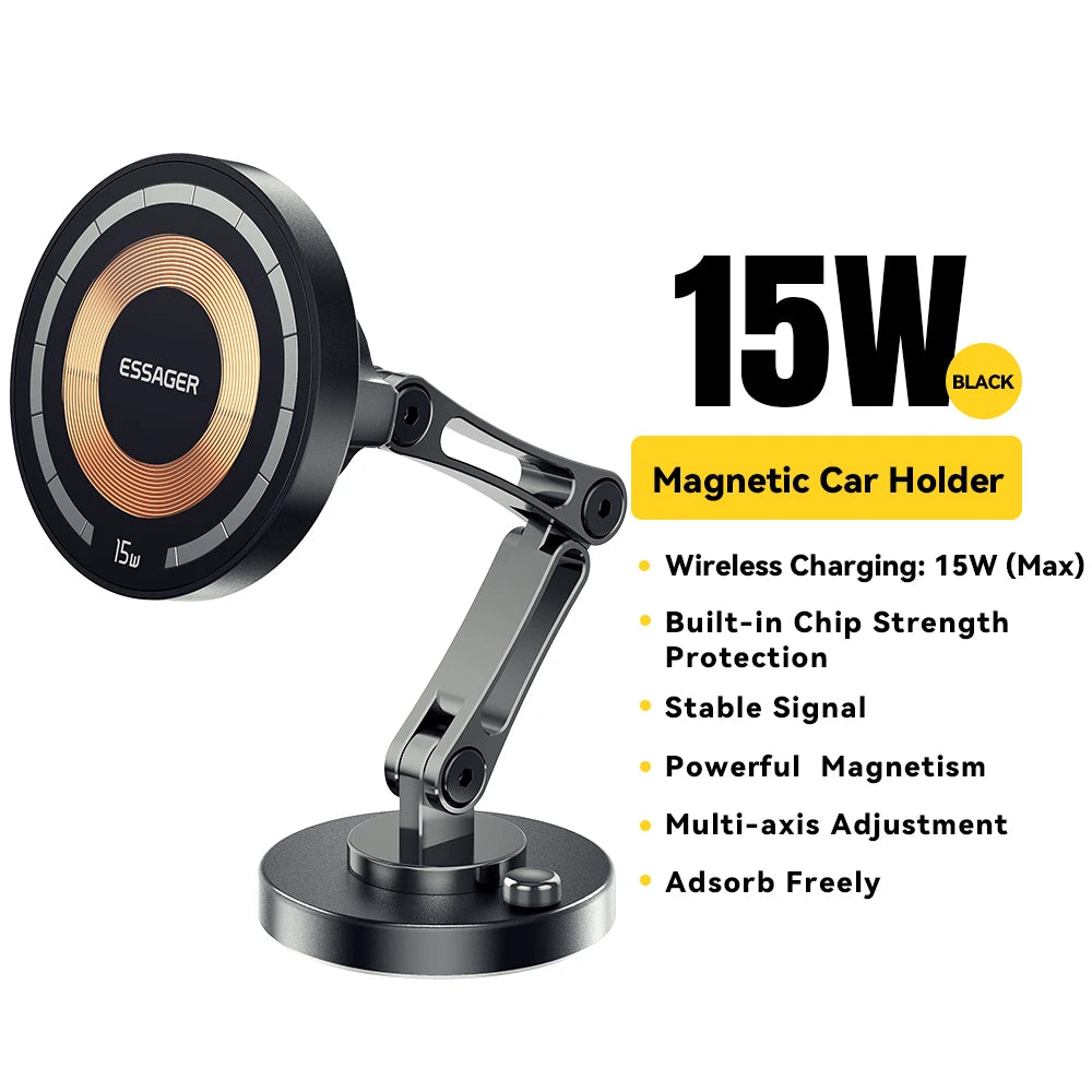 Magnetic Wireless Car Phone Holder with 15W Fast Charging for iPhone