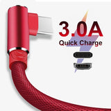 Cable USB de carga rápida en forma de L de 90°
