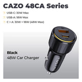 Cargador de coche USB C de 48 W con PD de 30 W y QC 3.0 de 18 W para iPhone 15/14/13 y Samsung Galaxy S24 Ultra