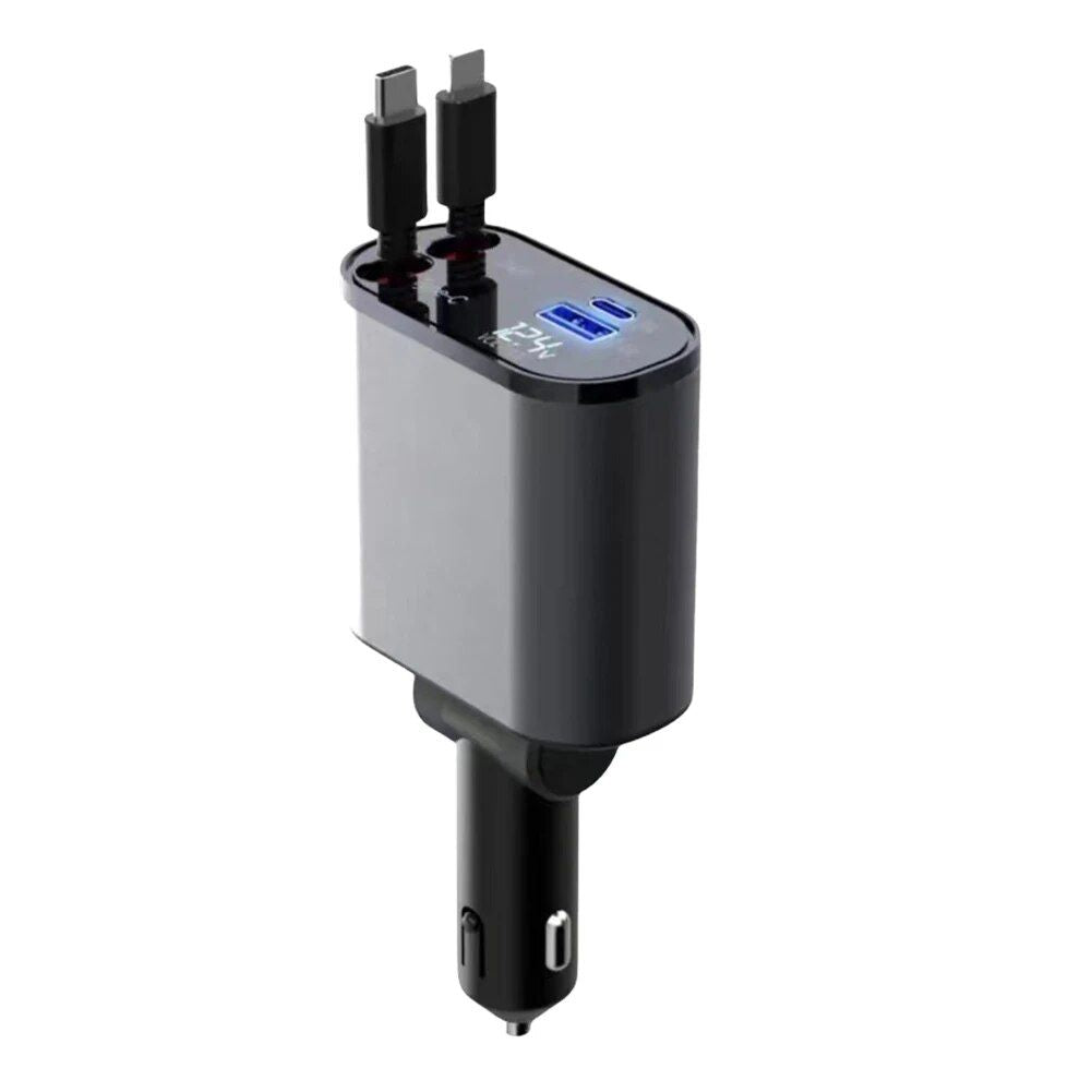 4-in-1 USB-Auto-Schnellladegerät mit PD QC3.0 und Digitalanzeige
