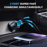 120W Super Fast Car Charger with 3 Ports