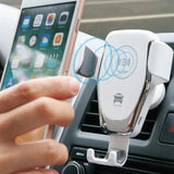 Soporte de coche con cargador rápido inalámbrico Qi de 10W para teléfonos móviles
