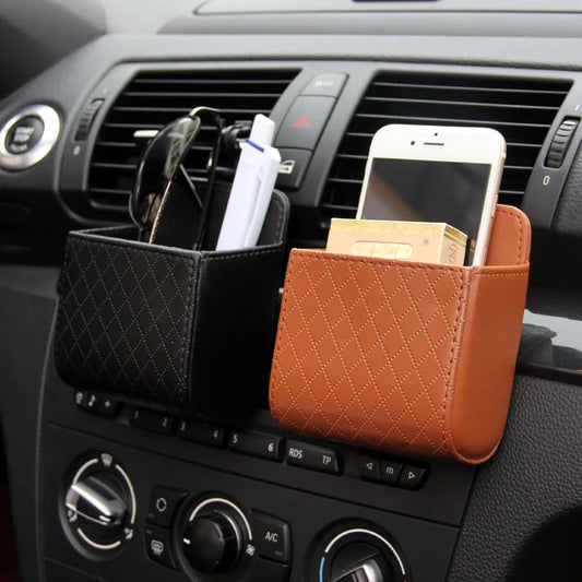 Leather Car Air Vent Organizer for Essential Accessories
