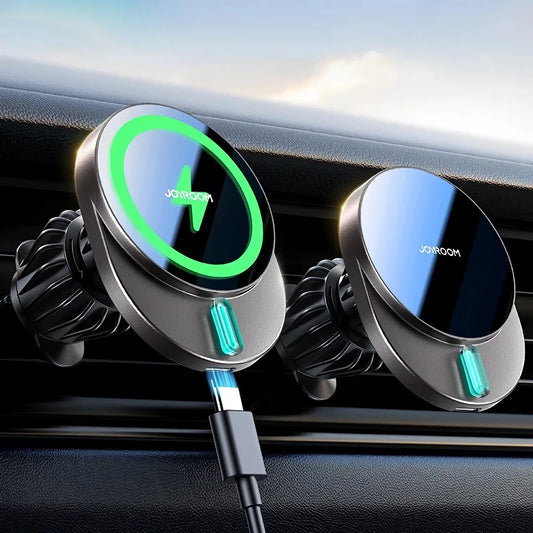 Magnetic Wireless Car Charger & Phone Holder - 15W Fast Charging Air Vent Mount