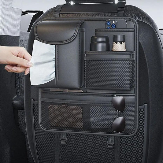 Organizador universal para respaldo de asiento de automóvil con múltiples bolsillos y almohadilla antipatadas