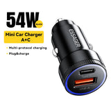 Cargador de coche USB de 54 W con carga rápida de 5 A