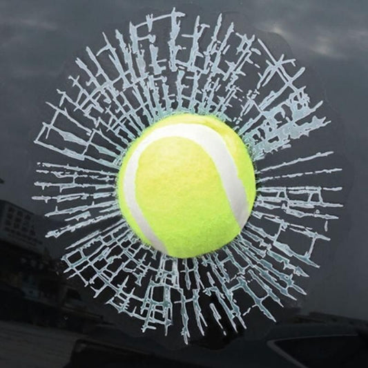 Calcomanía de pelota de tenis con efecto aplastante 3D - Pegatina para ventana de automóvil