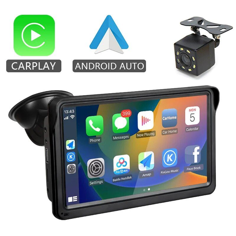 Reproductor de vídeo multimedia para coche con pantalla táctil de 7 pulgadas con CarPlay y Android Auto