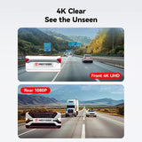 4K Dual Dashcam vorne und hinten mit GPS, WLAN, Nachtsicht und 32 GB-Karte