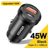 Cargador de coche USB dual de 30 W/45 W con carga rápida para iPhone y Android