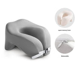 Almohada de viaje ergonómica ajustable con espuma viscoelástica en forma de U