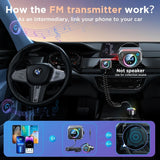 Bluetooth 5.3 FM-Transmitter mit AUX, Bass Boost und Schnellladeanschlüssen