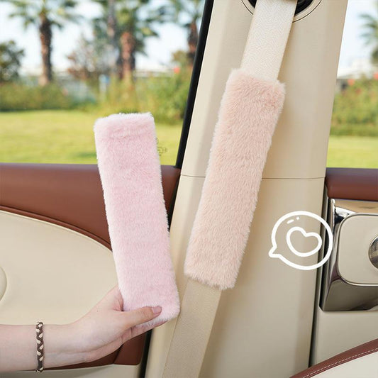 Funda de hombro para cinturón de seguridad de coche de peluche: funda protectora cómoda de piel sintética de conejo