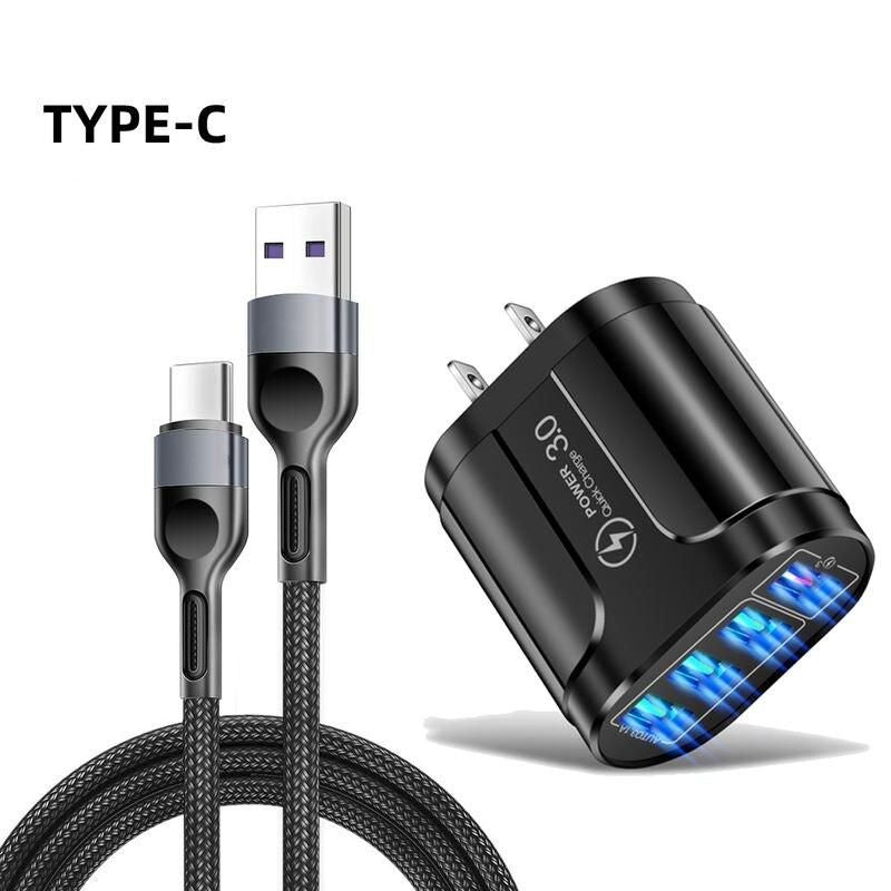 Cargador rápido USB multipuerto de 45 W con QC 3.0: adecuado para iPhone, Samsung, Xiaomi y más