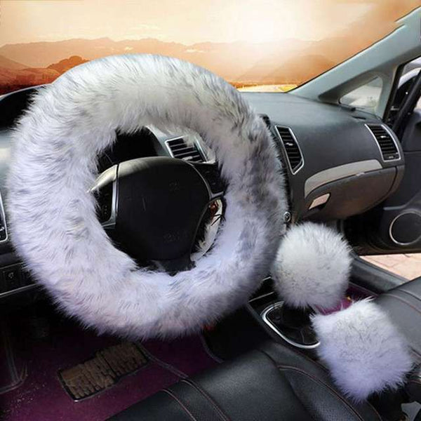 Warmes und flauschiges Lenkradbezug-Set aus Wolle