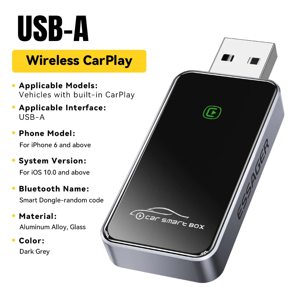 USB-A Wireless CarPlay Adapter für iPhone