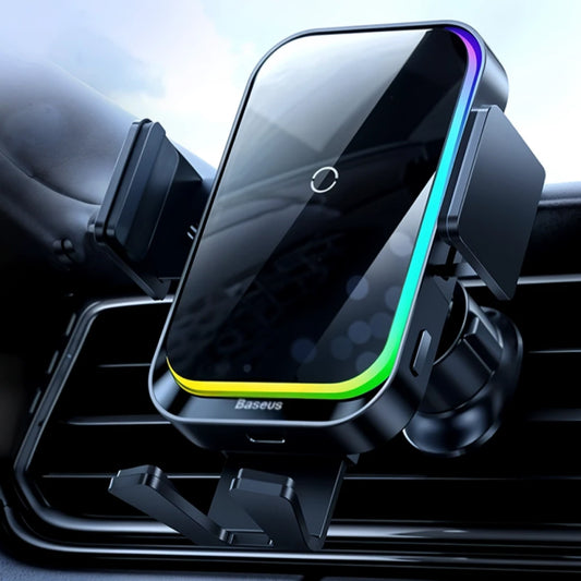 Cargador de coche inalámbrico y soporte para teléfono con RGB infrarrojo