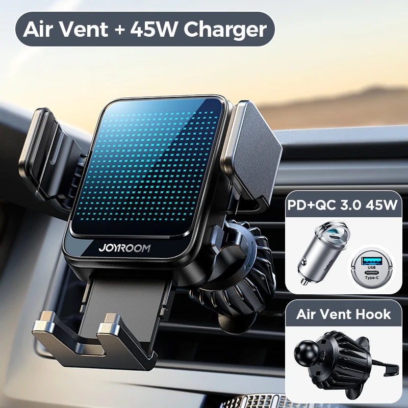 Cargador inalámbrico automático de 15 W y soporte para teléfono de coche para iPhone y Samsung