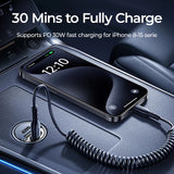 30W Dual Port Car Charger – Fast Charging Type-C USB Mini Adapter with Pull Ring