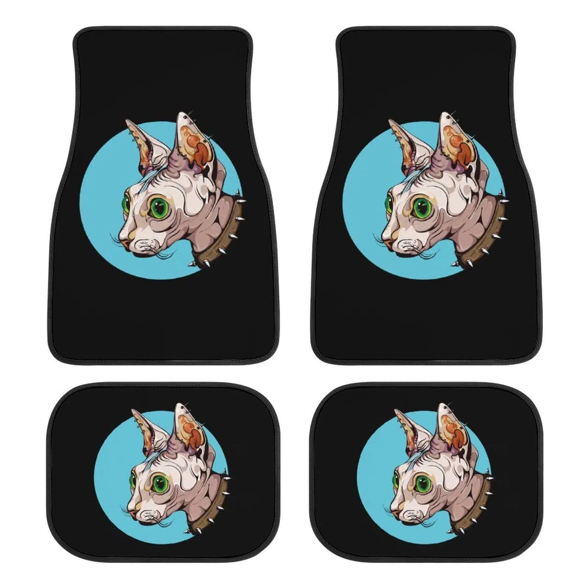 Juego de alfombrillas universales para coche con estampado de gato esfinge (4 piezas)